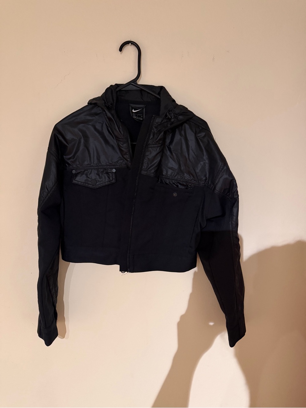 Nike Women's Black Mixed-Material Bomber Jacket